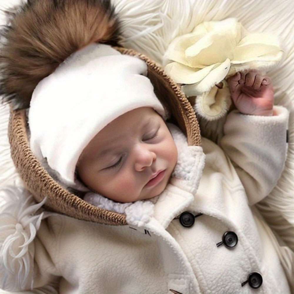 Gorro de lana con pompones para bebé recién nacido, gorros de