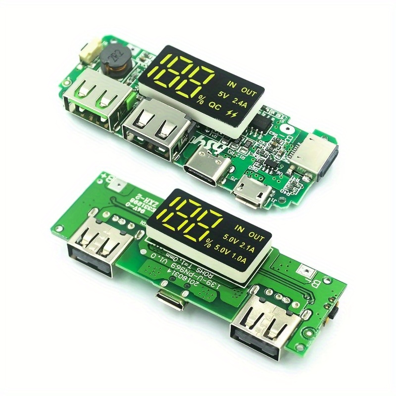 

1pc 5v 2.4a Micro/type-c Usb 18650 Led Dual Usb Mobile Power Bank Charging Module Lithium Battery Charger Board Circuit Protection Diy Usb Power Bank Board