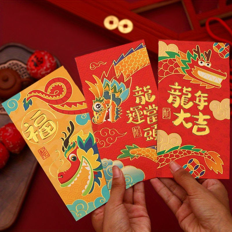 2024 Dragon Year Red Packet Cartoon Red Envelope Bag Lucky - Temu Australia