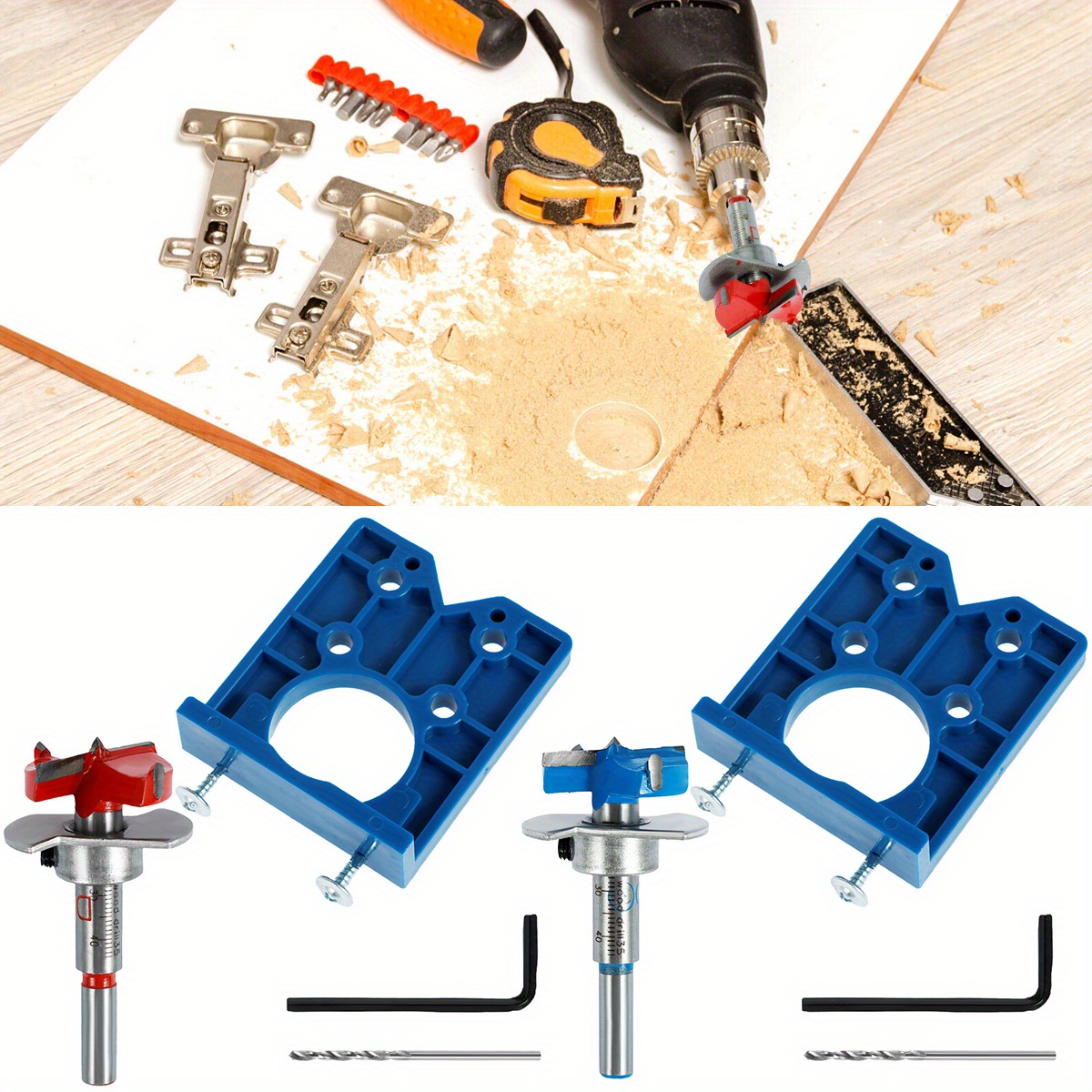 Fori Cerniere 35mm,Set di Guide per Cerniera Trapano Nascosta a Tazza Serie  Fori Strumenti di Lavorazione del Legno Fai da Te con  Localizzatore,Cerniera Apriporta, Localizzatore Blu. : : Fai da te