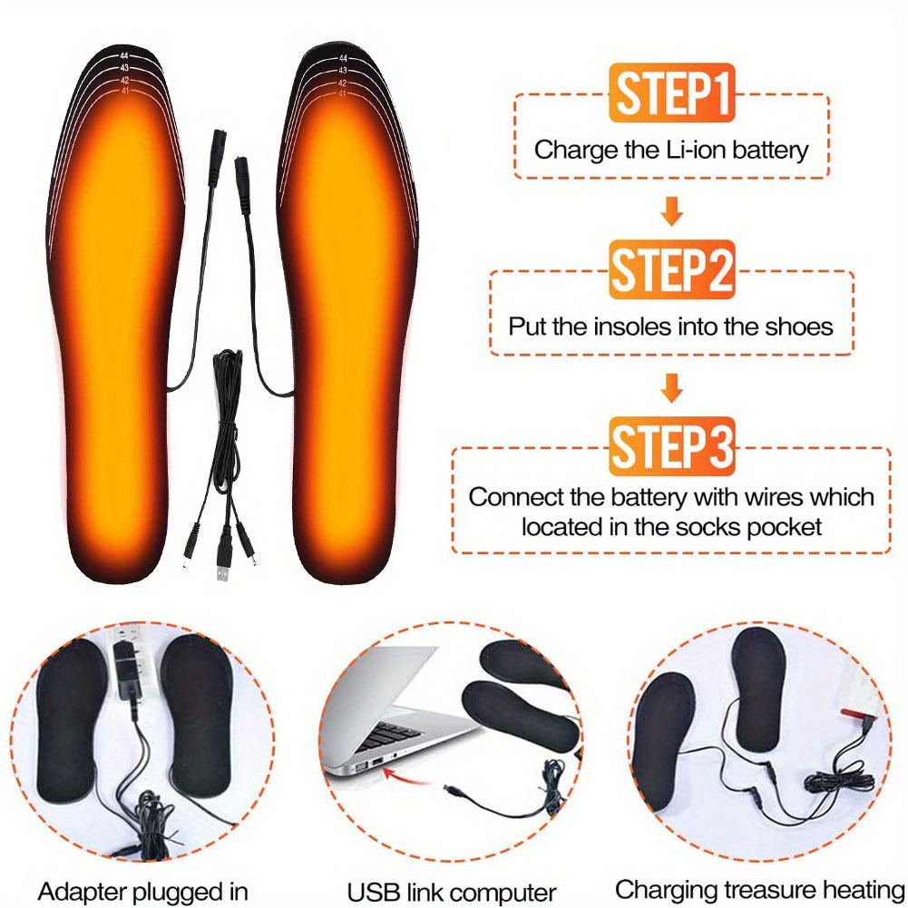 Usb Heated Shoe Insoles Electric Foot Warming Pad Feet - Temu