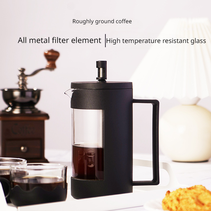 French Press Coffee Maker 4 Level Filtration Coffee Percolator Pot Large  Capacity Manual Teapot Coffee Machine