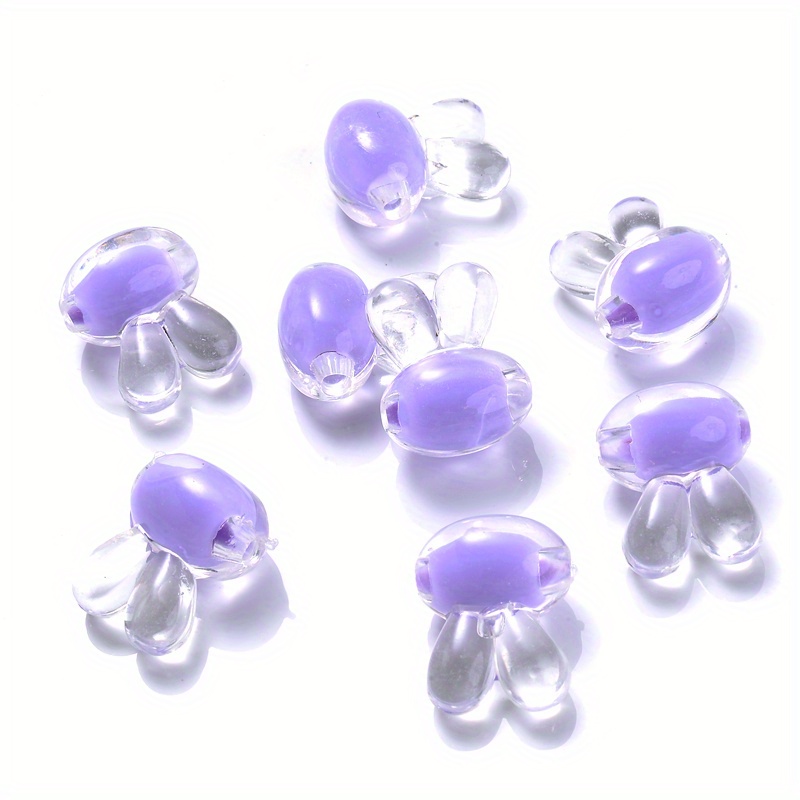 5pcs 17.5*21mm Cute Acrylic Transparent UV Plated Colorful Hanging Hole Rabbit Head Beads Acrylic Animal Charms DIY Handmade Bracelet Pendant
