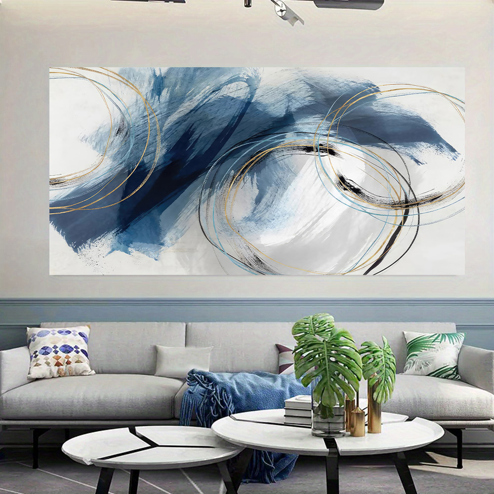 Trazos abstractos azul efecto oleo Cuadro Decorativo Tela Canvas