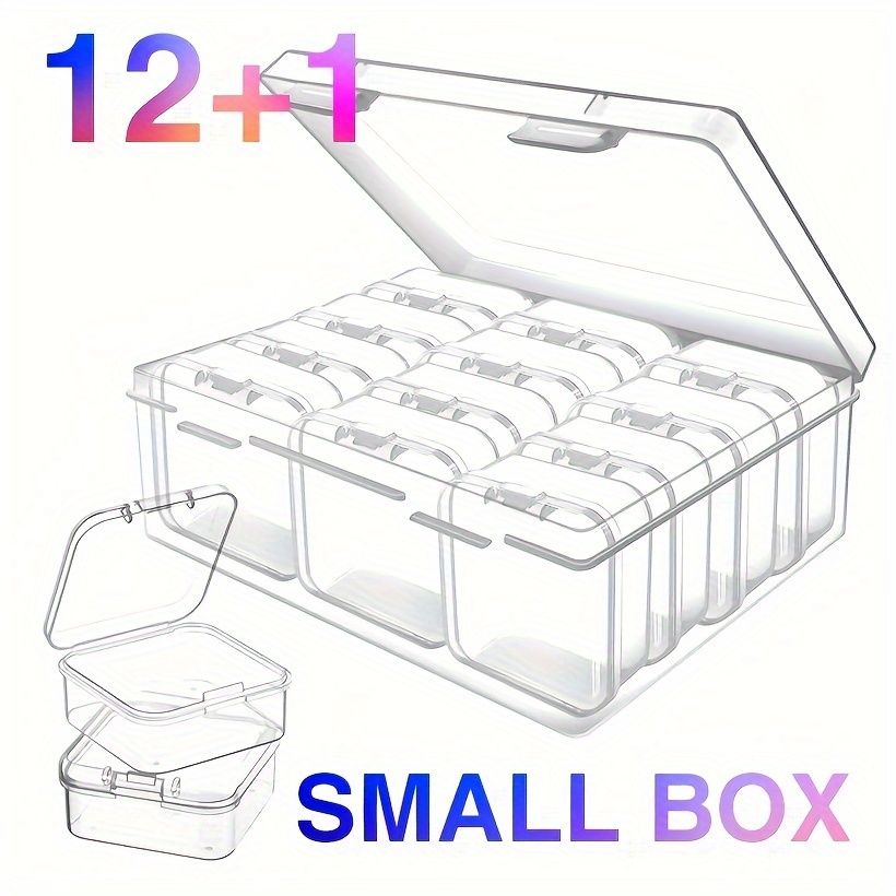 Clear Plastic Organizer Box with 12 Round Storage Jars