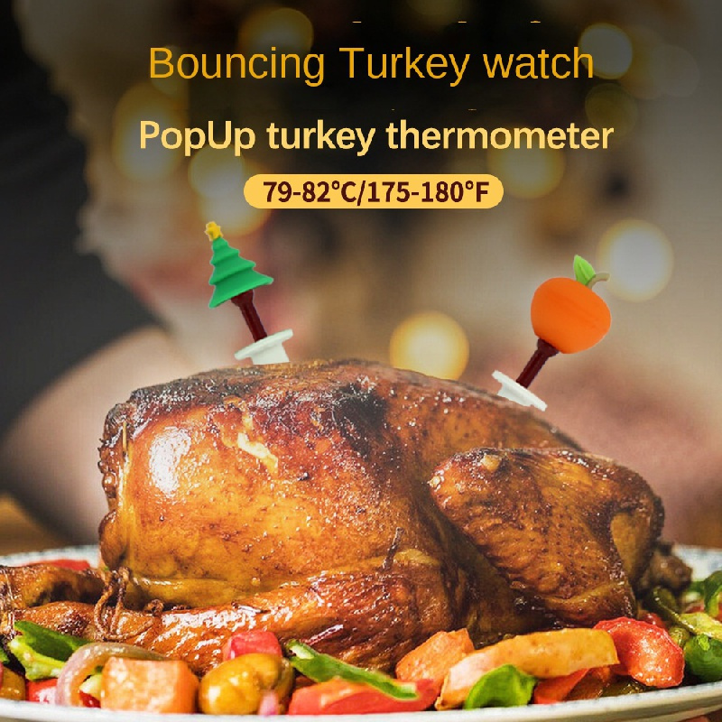1pc, Christmas Style Bouncing Turkey Thermometer, Kitchen Roast Chicken  Food Thermometer, Chart Turkey Needle Barbecue Thermometer, Baking Tools