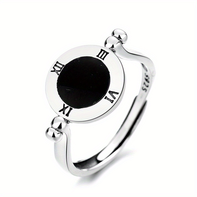 TEMU Anillo De Plata De Ley 925 Con Diseño Retro Adecuado Para Hombres Y Mujeres, Anillo Ajustable De Alta Calidad, Regalo Para Amigos Geniales Con