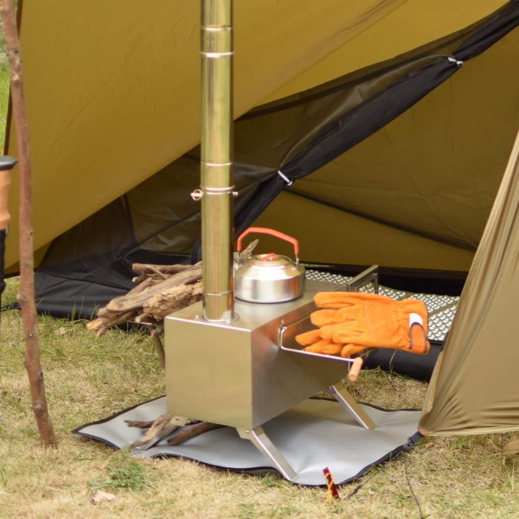 1pc Estufa De Camping De Acero Inoxidable, Estufa Portátil De Leña Con  Tubos De Chimenea Para Cocinar Al Aire Libre