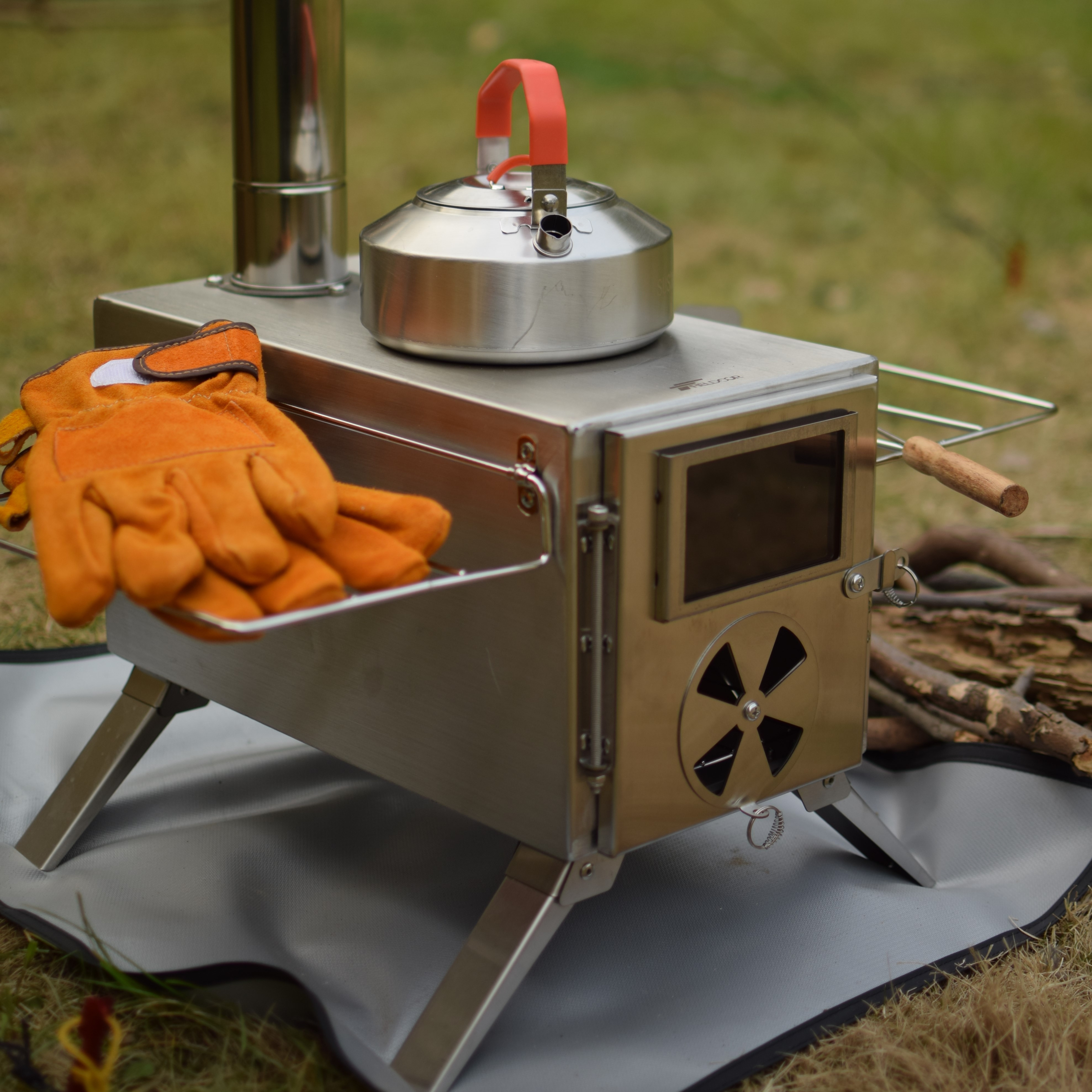 Powmag Estufa de Leña Camping, estufa de leña portatil, Estufa de leña al  aire libre portátil, Estufa de camping de acero inoxidable, estufa camping  wood stove para Exteriores Camping : : Deportes
