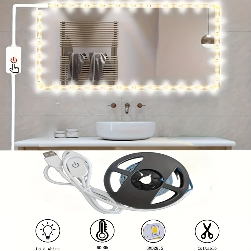 2 PCS LED Luces de espejo de maquillaje Control táctil regulable Luces de  espejo de tocador Luz de e Meterk 2 piezas
