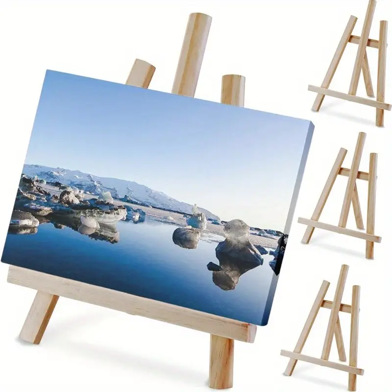 12 Sets Mini Easels with Canvas Boards Small Art Easel Stands with