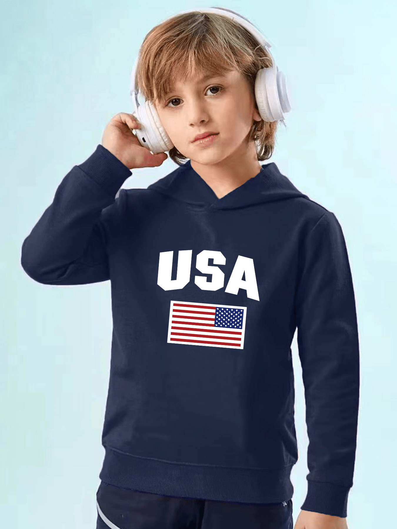 American Flag Usa Letter Print Hoodies Boys Casual Graphic - Temu Australia