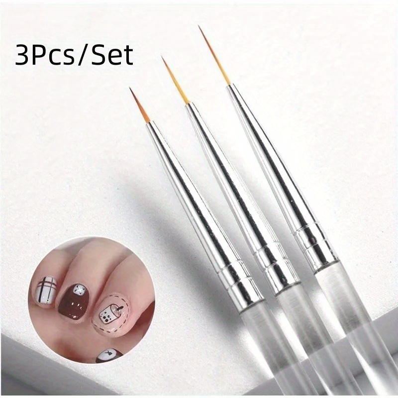 

3pcs/set Ultra-thin Nail Liner Brush Uv Gel 3d Tips French Stripe Drawing Pen With Acrylic Handle Women Girls Diy Manicure Tools