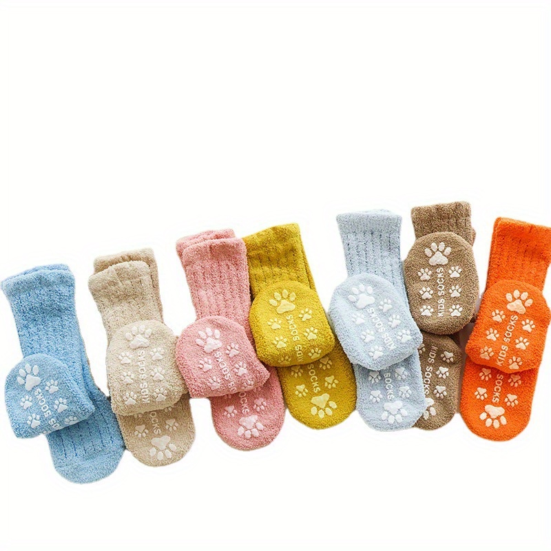 Three Pairs Fleece Trampoline Socks Thickened Baby Sleep - Temu