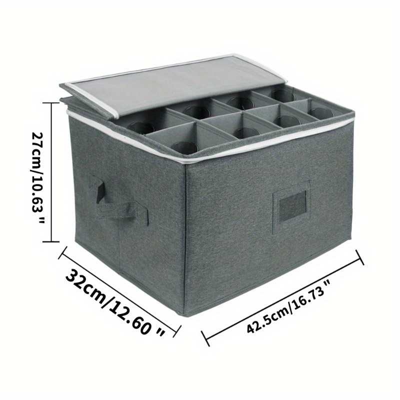 1pc Wine Glasses Storage Container With Dividers Box For Glassware Glasses,  Foldable Storage Box, Household Supplies