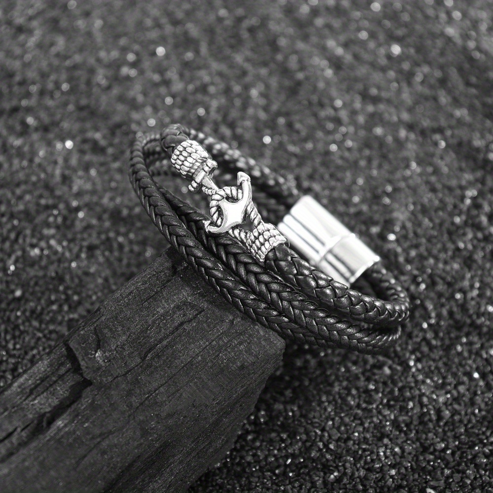 Retro Fashion Wax Rope Boat Hook Bracelet Handwoven Nautical - Temu