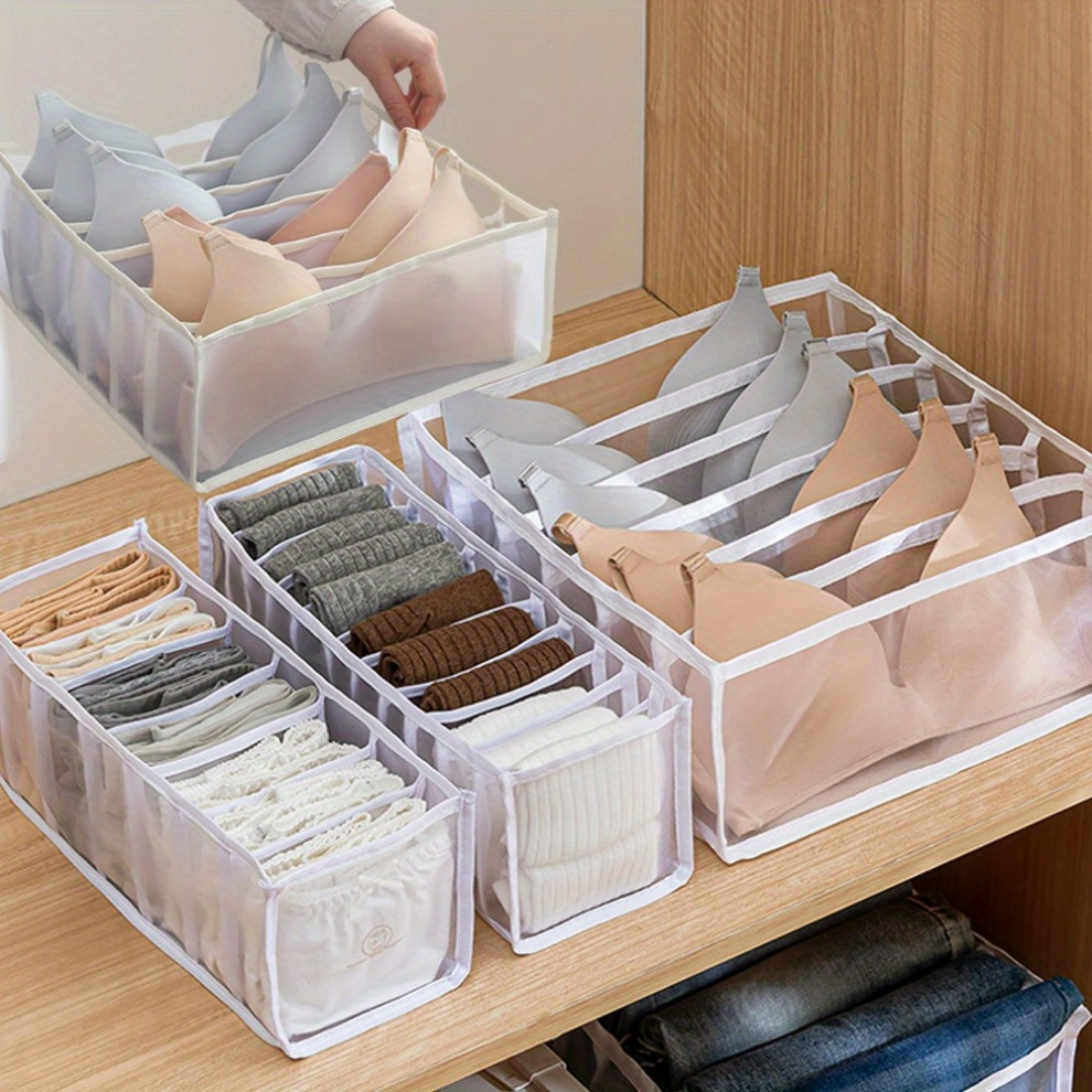 Foldable Drawer Organizer Closet Storage Box Clothes Drawer Mesh Separation  Grid