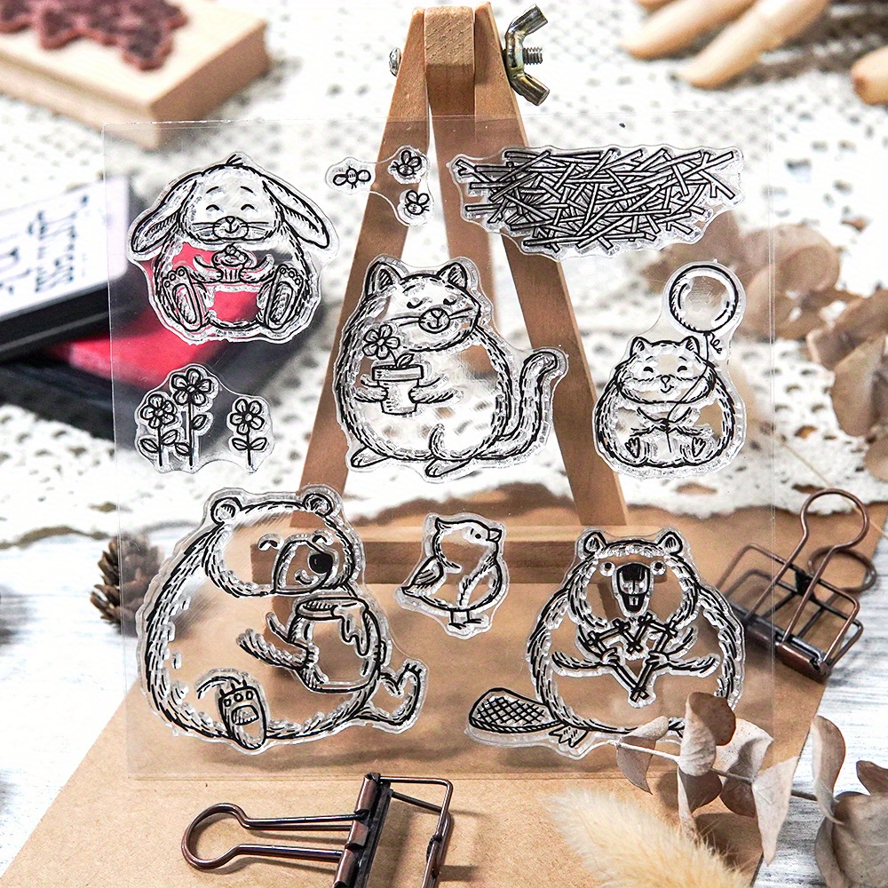 New 2024 Cute Little Animals Bear Clear Stamps Cutting Dies DIY Cards Scrapbook  Stamps Dies Album Diary Decorating Crafts