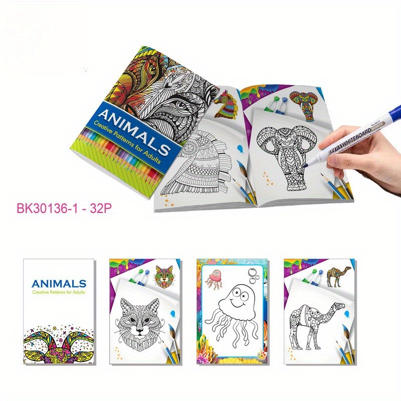 1book 16 Page English Simple Stroke Coloring Picture Diy - Temu