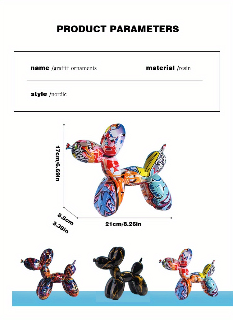 クリエイティブグラフィティカラフルバルーン犬彫刻1個 グラフィティ