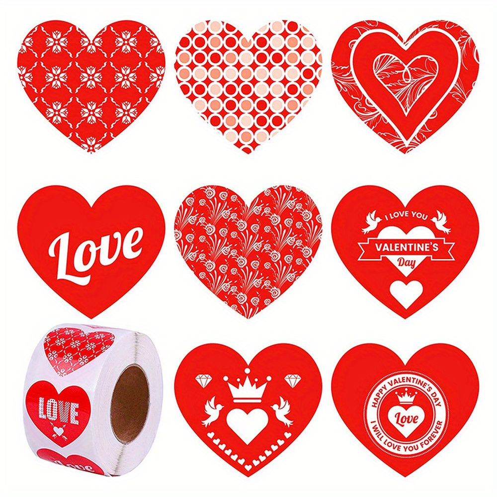 Heart Stickers 1 inch Heart Shaped Sticker Labels Cute Love Label 500pcs Love Heart Stickers for Envelope,Wedding,Birthday,Graduation, Party