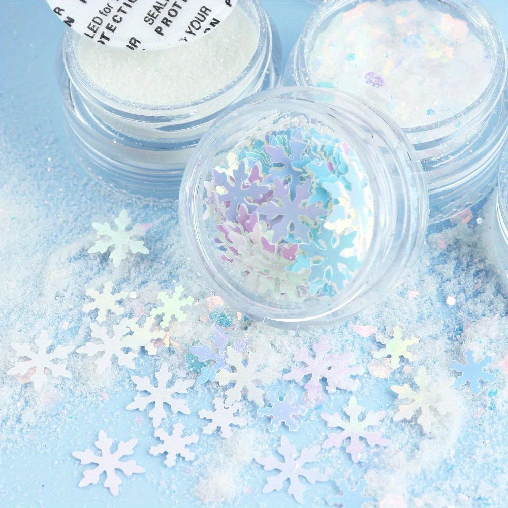 White Snowflakes Resin Glitter Sequins Mermaid Color - Temu