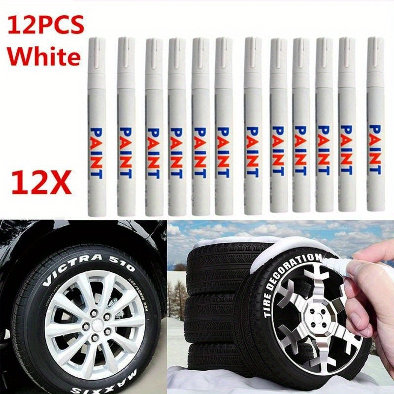 4Pcs White Car Tire Paint Marker Pen Car Bike Tyre Waterproof Auto  Accessories