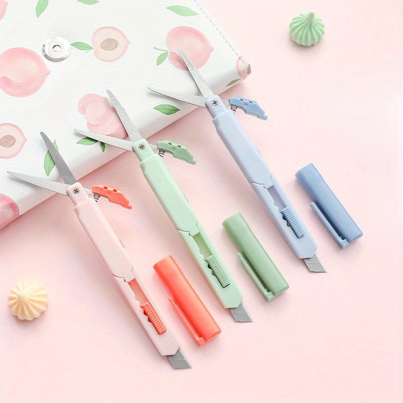3pcs/set)Cute Cloud Color Mini Portable Utility Knife Paper Cutter Cutting  Paper Razor Blade Office Stationery (Blue,Pink,White