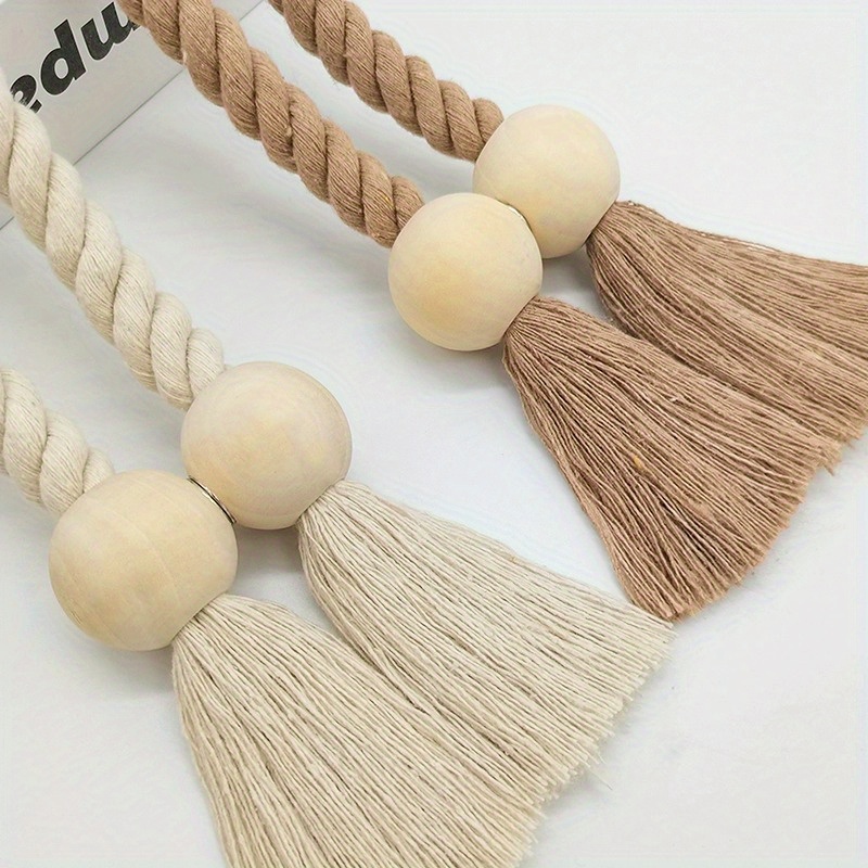 Fermatenda Magnetici In Legno Bohémien - Set 4 Pezzi Beige