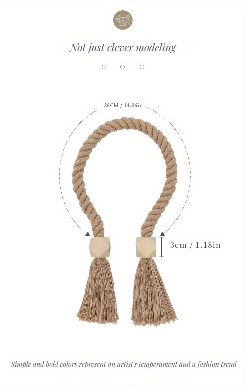 2pcs magnetic window curtain tiebacks simple wooden tassel curtain   curtain holdback suitable for bedroom living room kitchen home decoration details 1