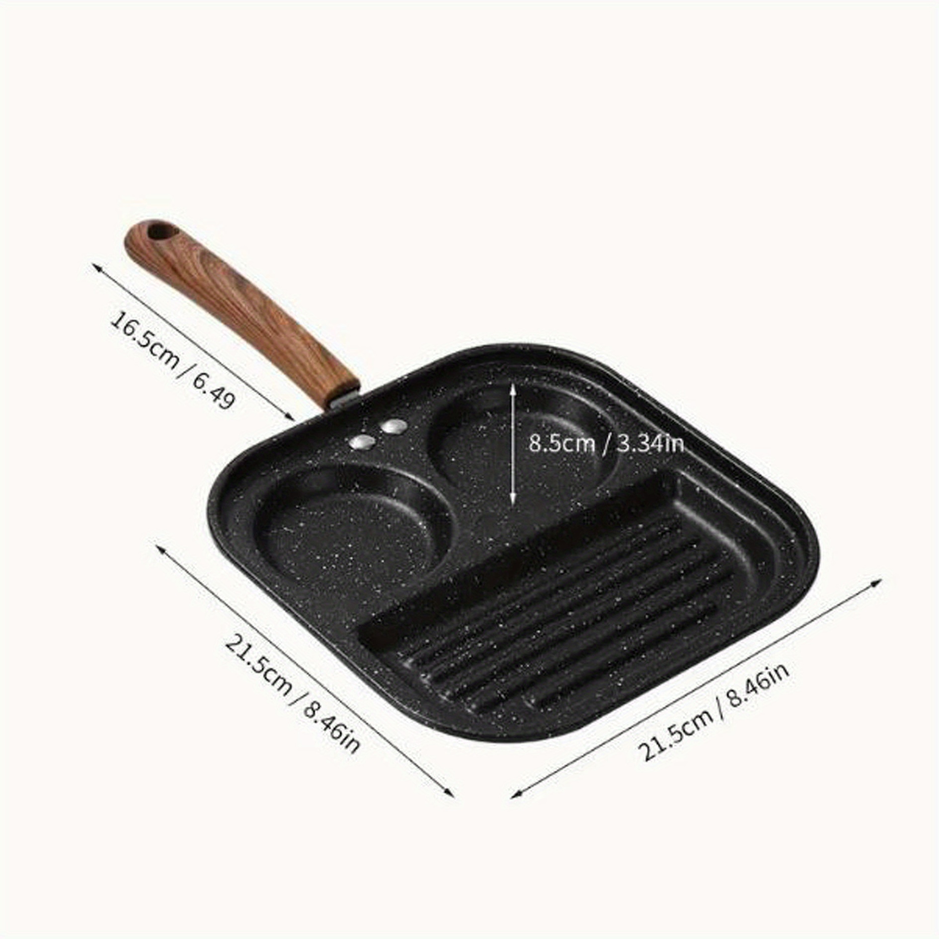 3 Section Pancake Pan Ergonomic Handle Durable Divided Frying