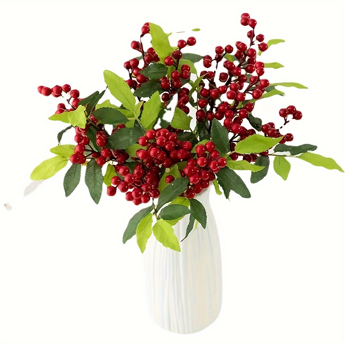 1PC Red Berry Picks Artificial Red Berries Stems for Home Bedroom Fake  Flower
