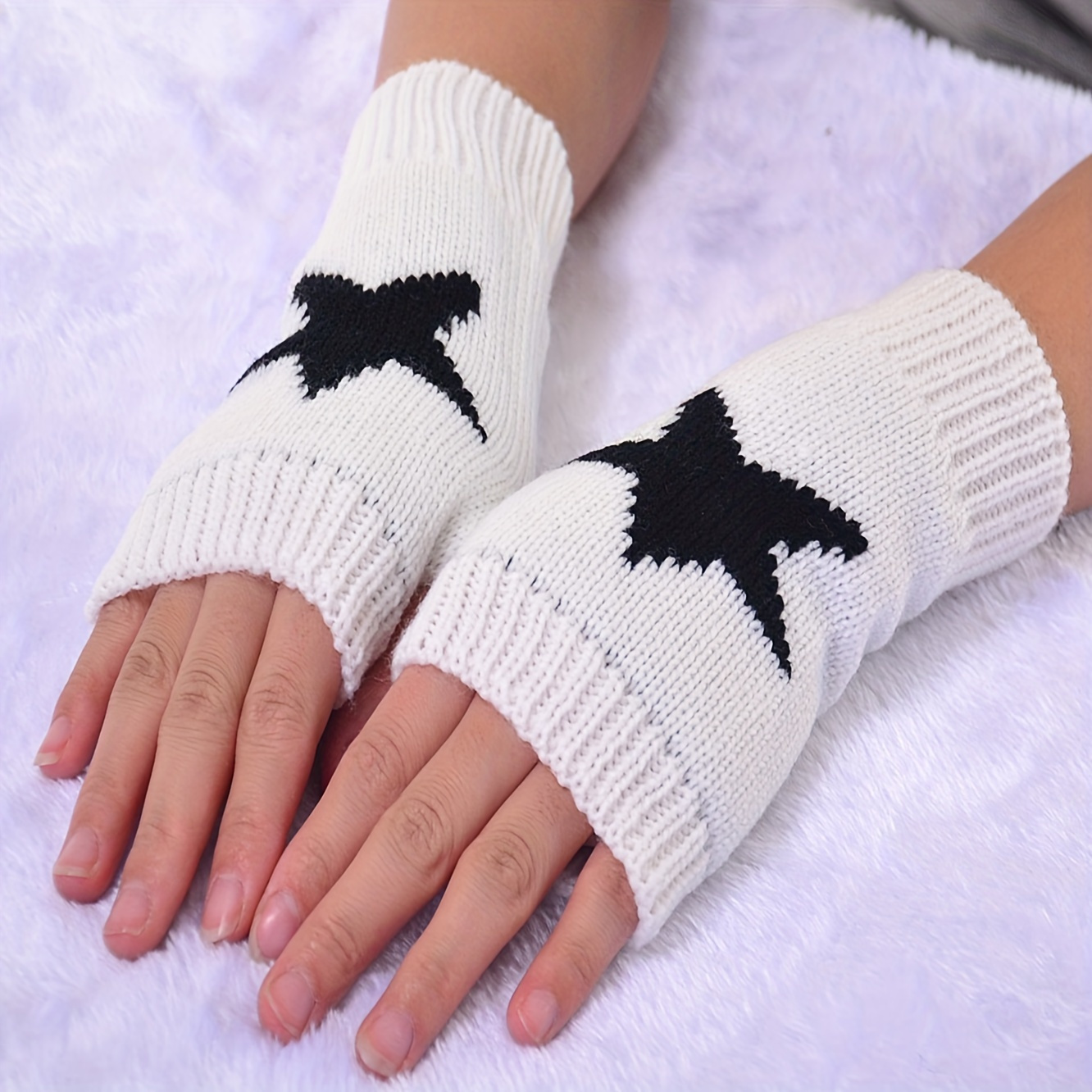 Minimalist Solid Color Fingerless Gloves With Thumb Hole Short