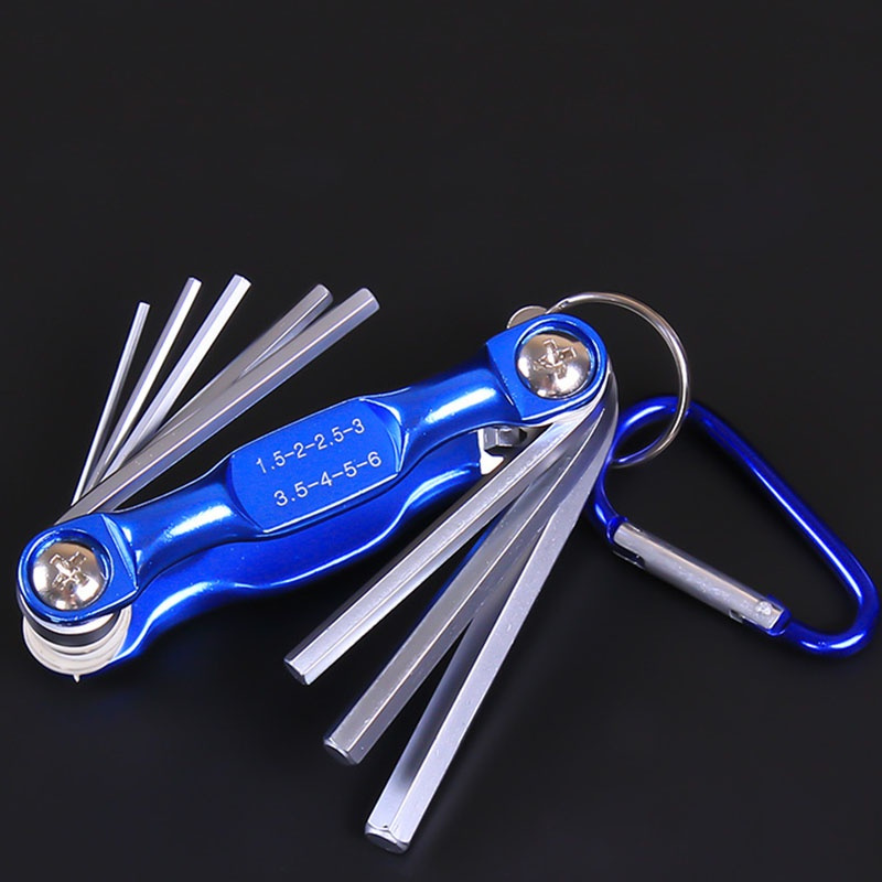 folding hex wrench metal metric allen wrench set hexagonal screwdriver hex key wrenches allen keys hand tool portable set with car keychain repair