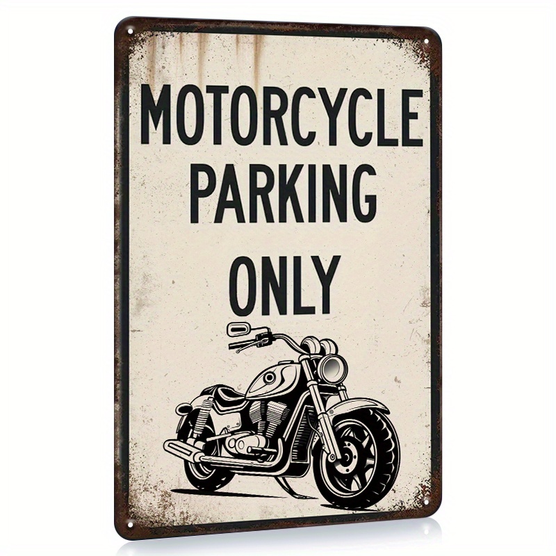

1pc, Motrocycle Parking Only Garage Metal Sign Outdoor Plaque Decor, Home Decor, Wall Signs Retro Vintage, Garage Kitchen Decor Bar Pub Club Cafe Home Restaurant Wall Decor Art Sign Post Gifts For Man