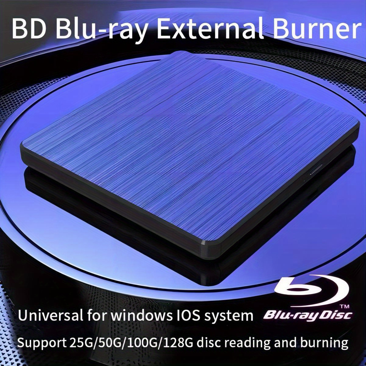 Lecteur DVD externe Blu Ray 3D, USB 3.0 et type-c Lecteur DVD Bluray Cd  Lecteur optique portable Blu-ray mince pour Macbook OS Windows XP / 7/8/10,  ordinateur portable