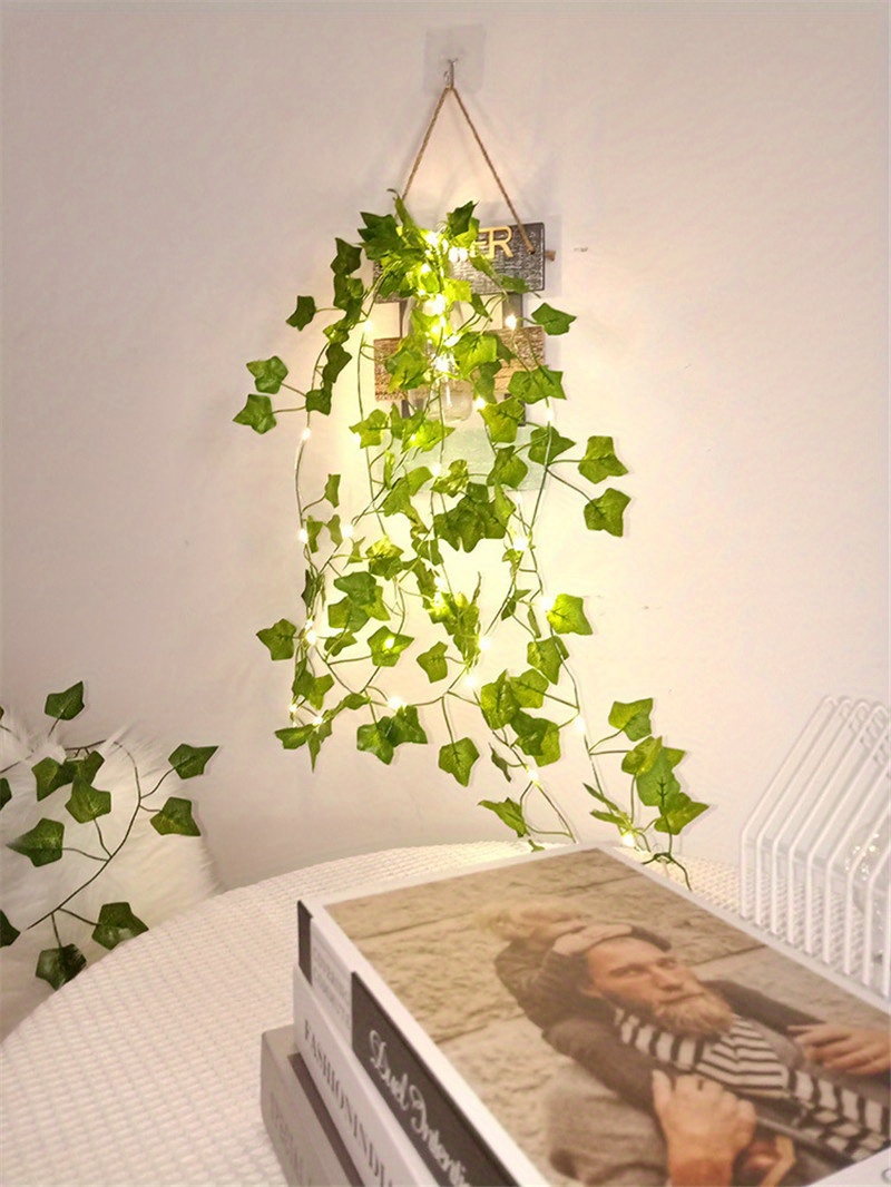 5.0 Meter Green Artificial Ivy Leaves Fairy String Lights, Artificial Garland Plant Vine Fairy Light For Bedroom Wedding Office Party Holiday Patio Wall Decor