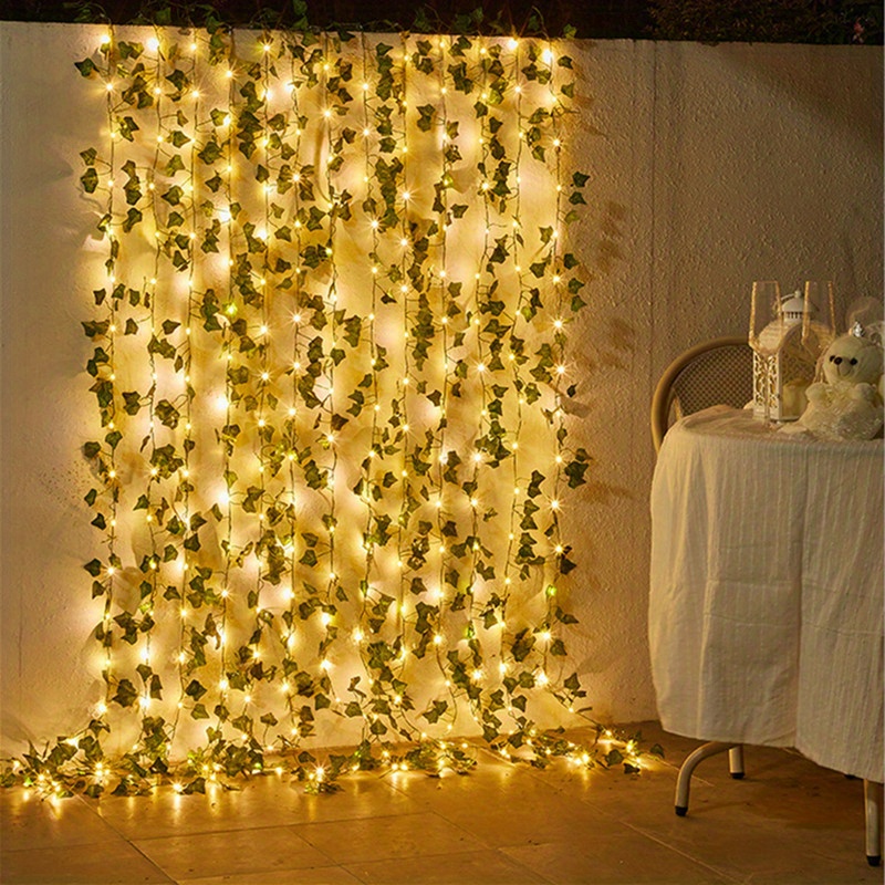 5.0 Meter Green Artificial Ivy Leaves Fairy String Lights, Artificial Garland Plant Vine Fairy Light For Bedroom Wedding Office Party Holiday Patio Wall Decor