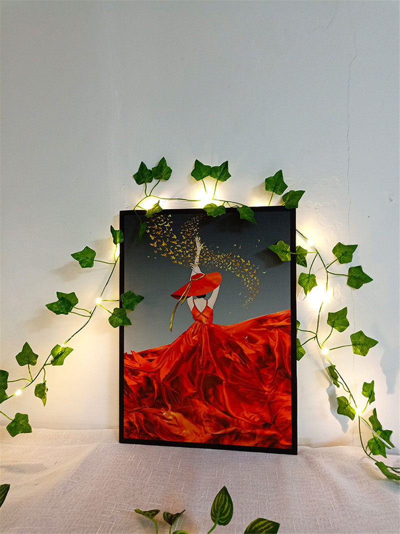 5.0 Meter Green Artificial Ivy Leaves Fairy String Lights, Artificial Garland Plant Vine Fairy Light For Bedroom Wedding Office Party Holiday Patio Wall Decor