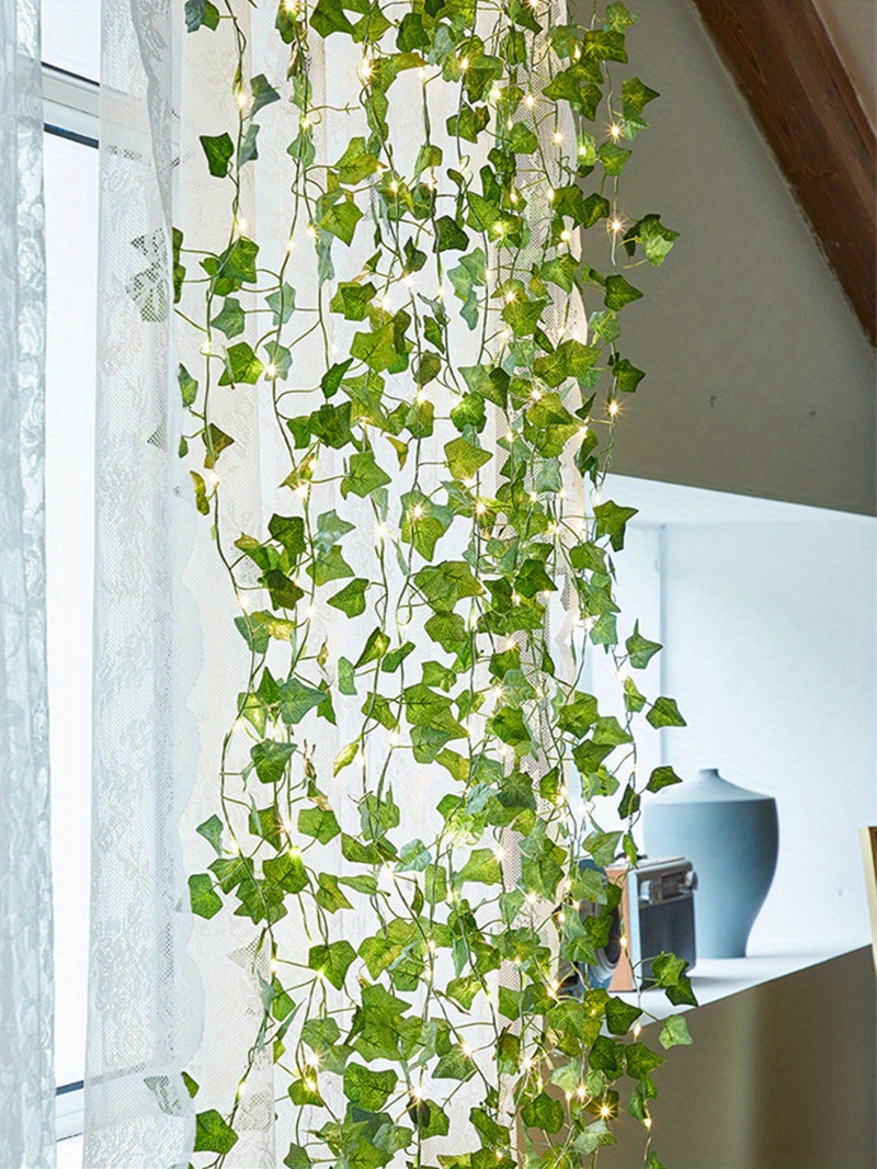 5.0 Meter Green Artificial Ivy Leaves Fairy String Lights, Artificial Garland Plant Vine Fairy Light For Bedroom Wedding Office Party Holiday Patio Wall Decor