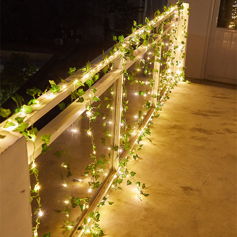 5.0 Meter Green Artificial Ivy Leaves Fairy String Lights, Artificial Garland Plant Vine Fairy Light For Bedroom Wedding Office Party Holiday Patio Wall Decor