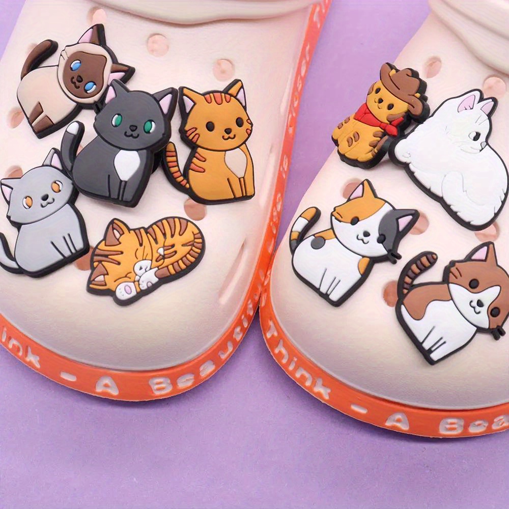 Cute Cartoon Cat Shoe Charms For Girls Kawaii Shoe - Temu