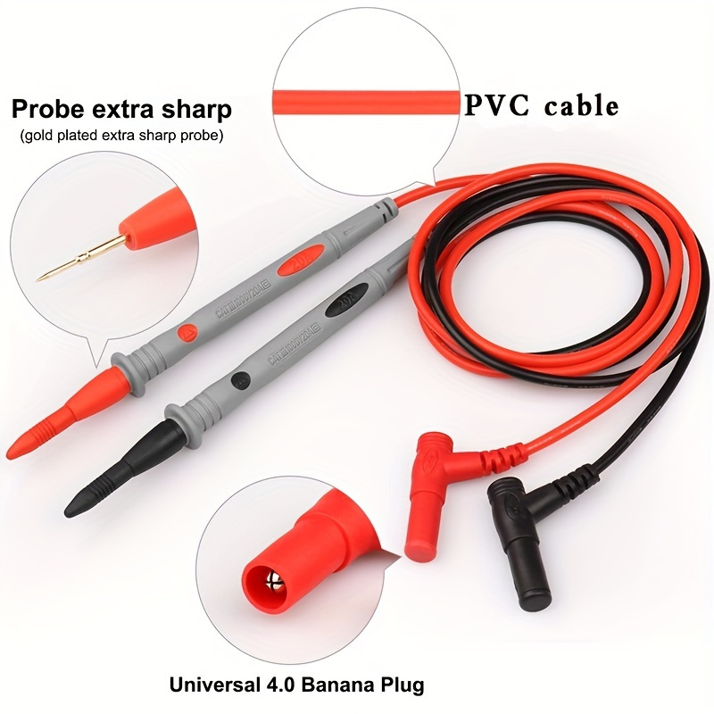 1 Pair Universal Probe Test Leads Pin For Digital Multimeter Needle Tip  Meter Multi Meter Tester Lead Probe Wire Pen Cable 20A