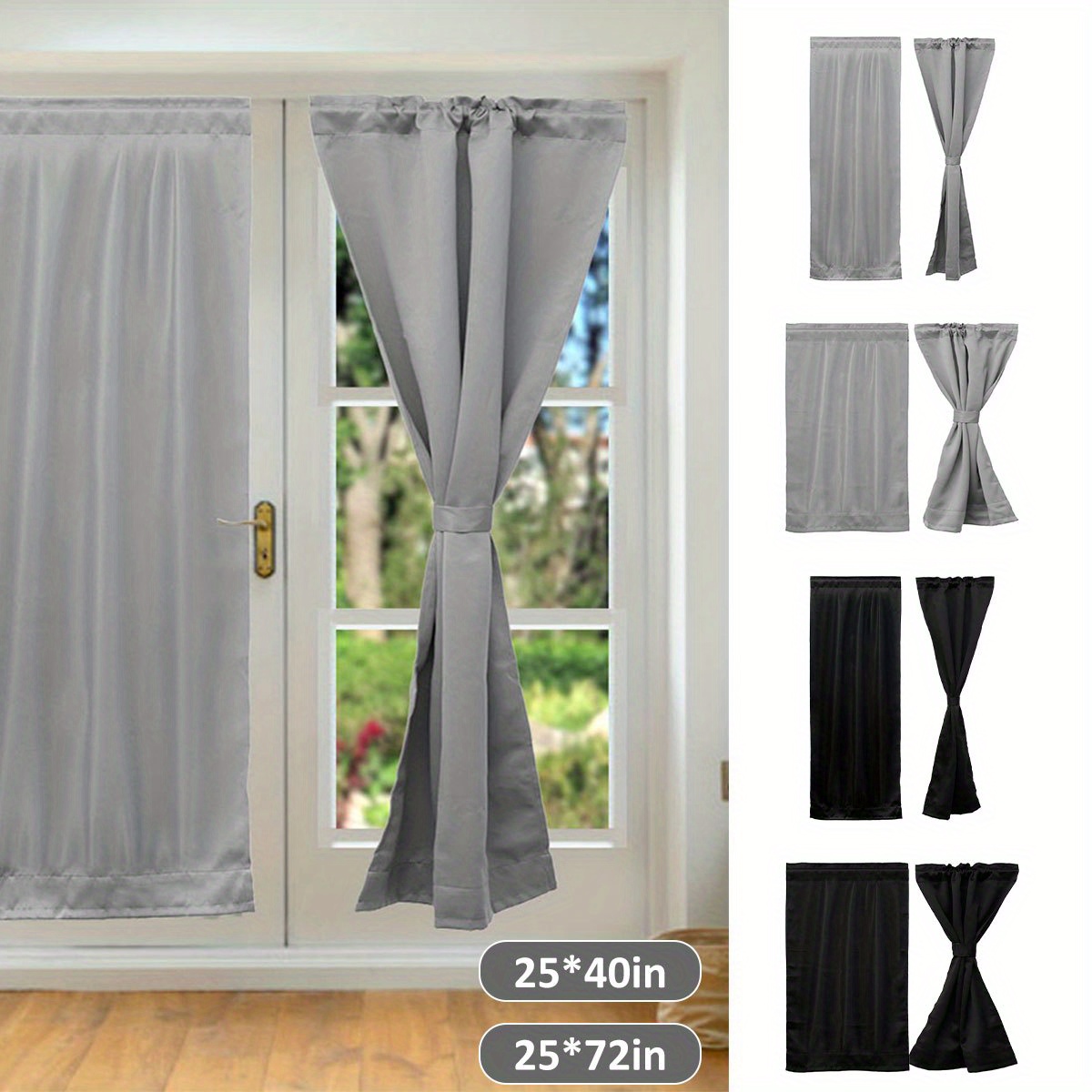 Juego de cortinas opacas de 4 piezas (incluye 2 paneles y 2 alzapaños),  cortinas opacas con aislamiento térmico sólido con ojales para dormitorio