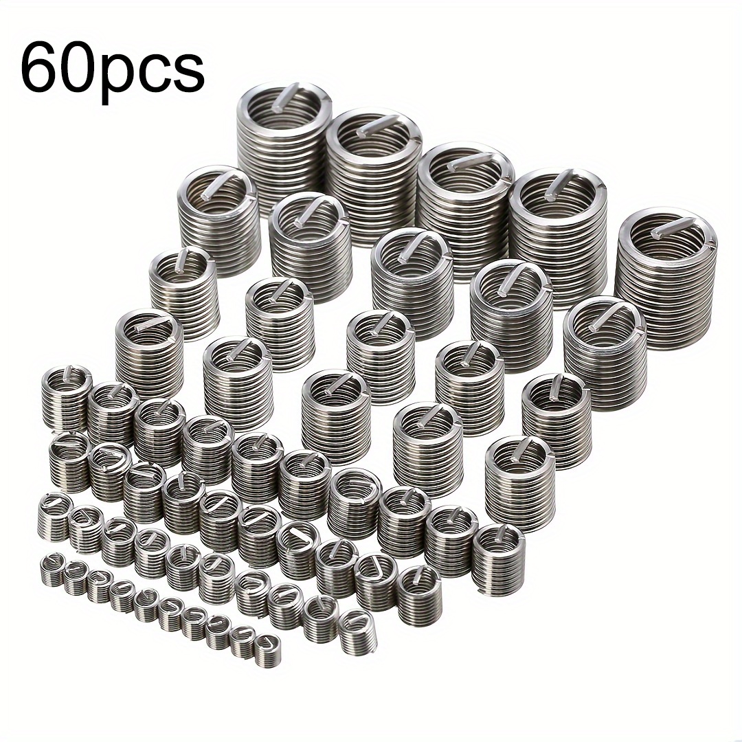 TEMU 35/60pcs Set Nuevo Kit De Reparación De Roscas De Acero Inoxidable M3 M4 M5 M6 M8 M10 M12