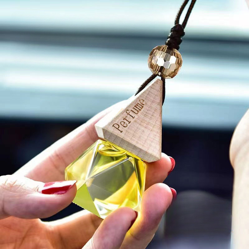 Triangular Wooden Lid Car Perfume Bottle Car Rearview Mirror - Temu