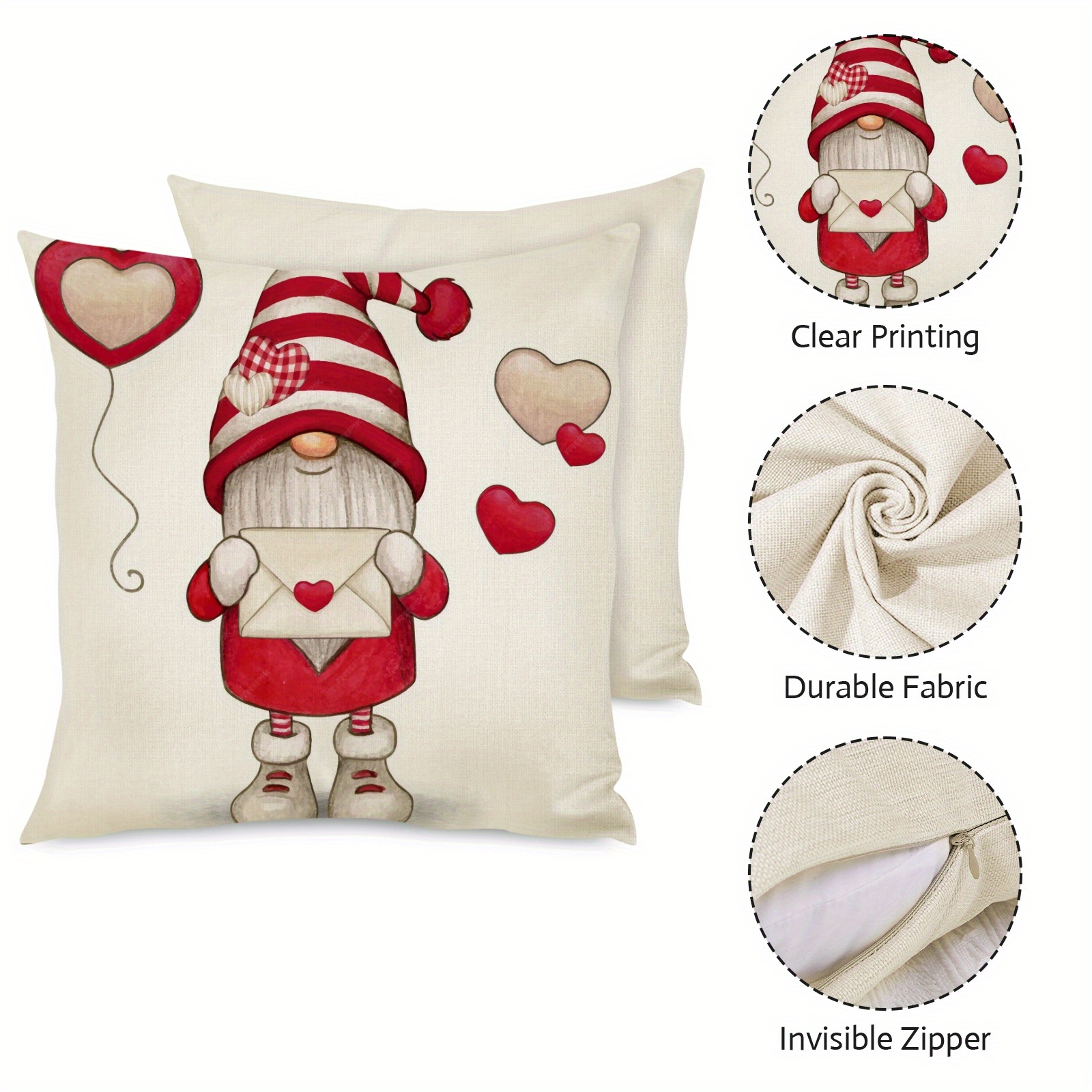 Cushion Couch Covers Valentine's Day Flax Throw Pillow Covers With