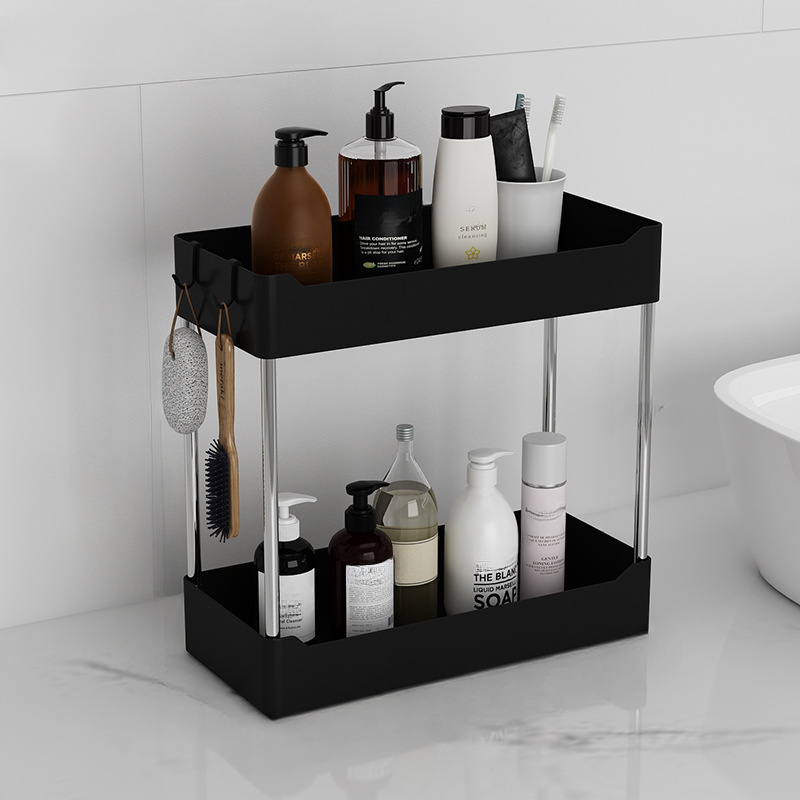 Bathroom Storage Rack, Under Bathroom Sink Organizers And Storage,  Multi-purpose Storage Shelf, 2-tier Bathroom Countertop Shelves, Bathroom  Organizer With Hooks, Bathroom Accessories - Temu