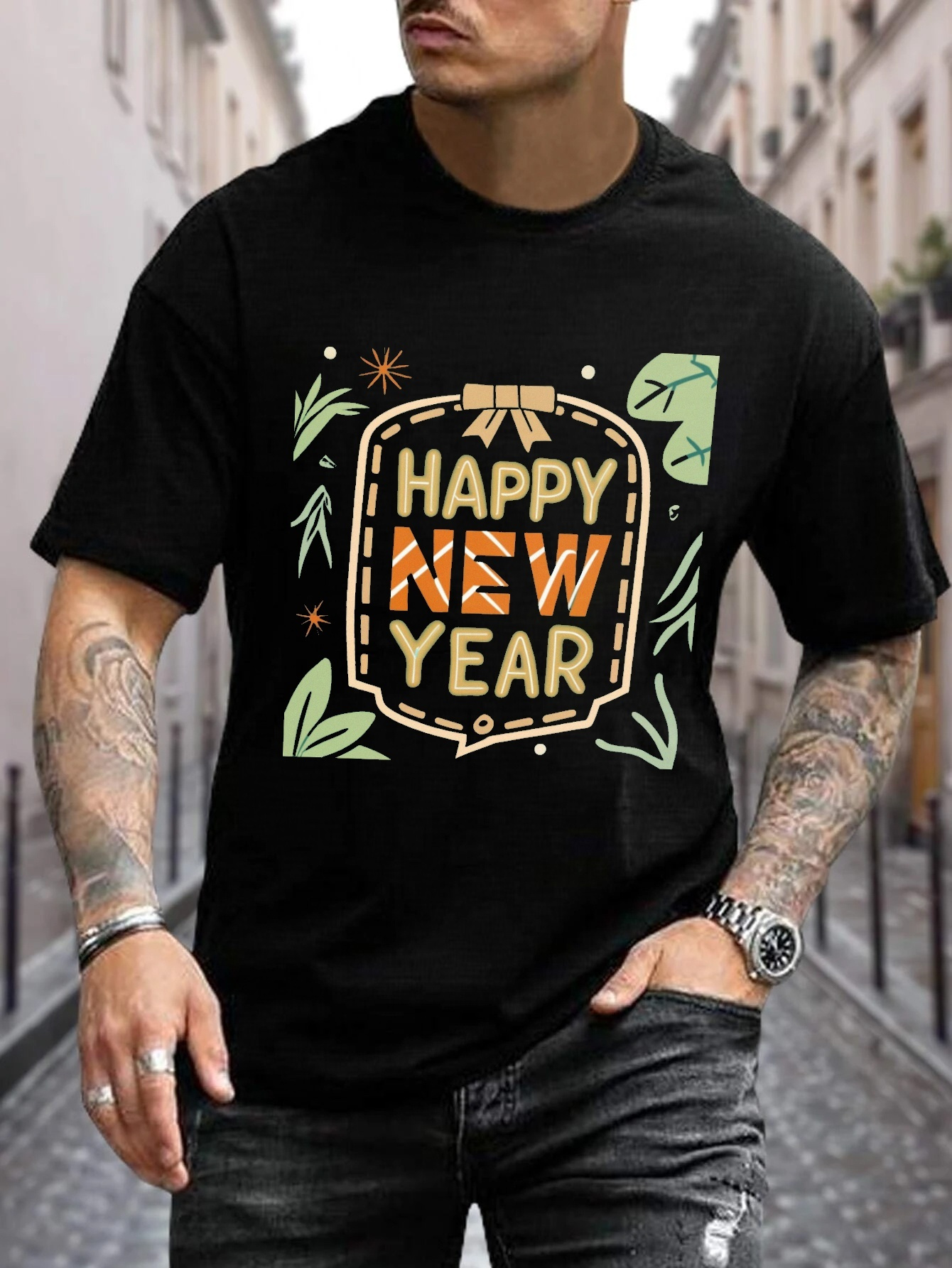 Camisas Hombre Estampado Feliz Año Nuevo Camisetas Sin - Temu Mexico