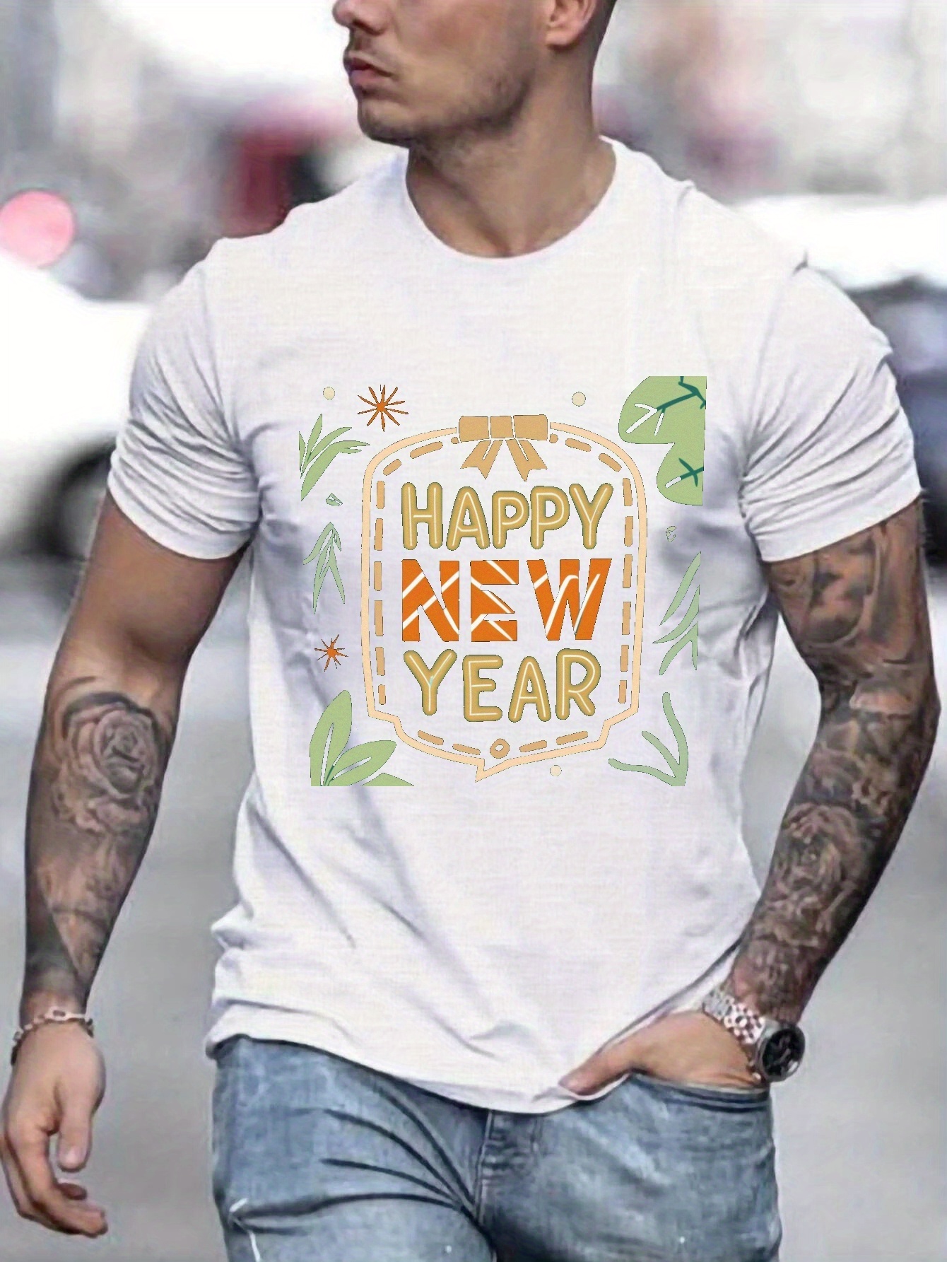 Camisas Hombre Estampado Feliz Año Nuevo Camisetas Sin - Temu Mexico